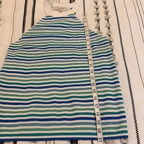 LOFT striped knit sweater halter tank stretch top blue white green size medium - Picture 11 of 11